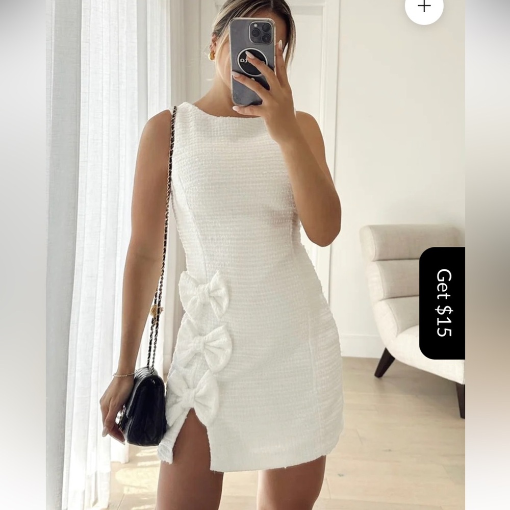 Boutique White Dress with Bows